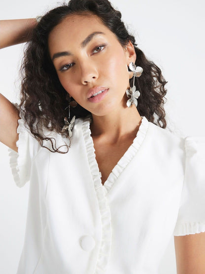White Frill Tailored Dress