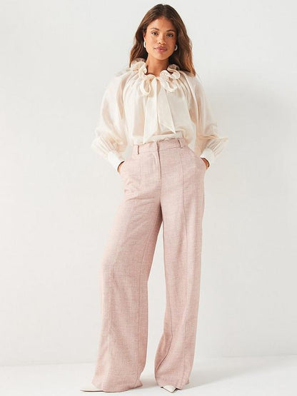 Ruffle Neck Blouson Blouse - Cream