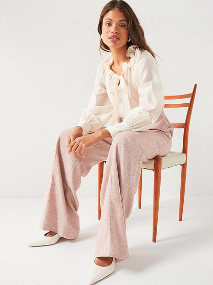 Ruffle Neck Blouson Blouse - Cream