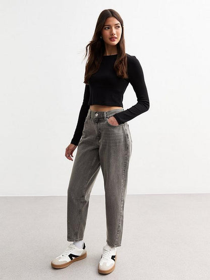 New Look Denim Barrel Leg Jeans - Grey