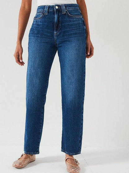 V by Very Midi Rise Relaxed Jeans - Dark Wash
