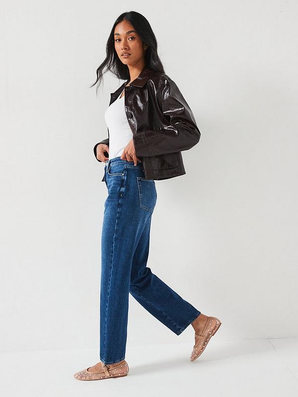 V by Very Midi Rise Relaxed Jeans - Dark Wash