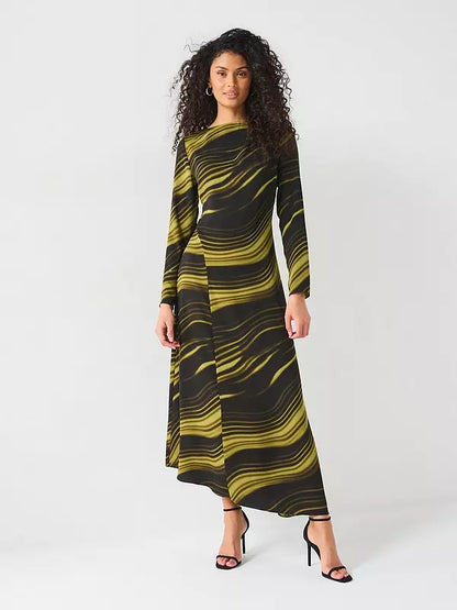 V by Very Drape Abstract Print Midi Dress - Multi