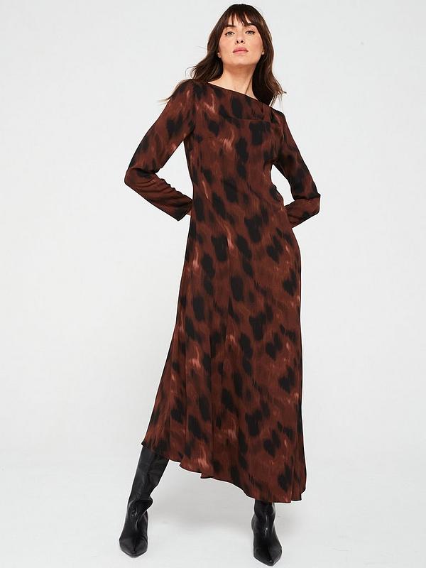 Drape Tie Dye Print Midi Dress - Multi