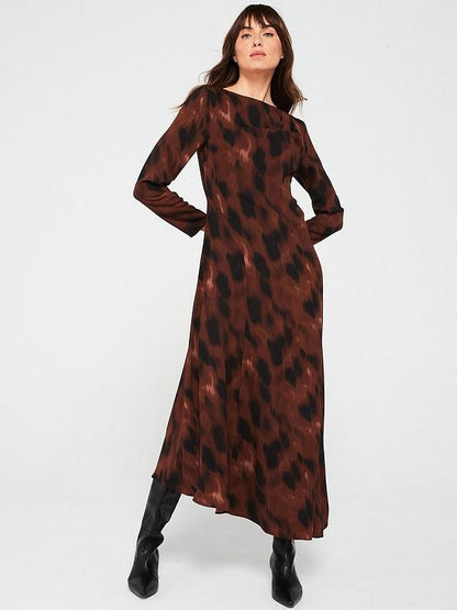 Drape Tie Dye Print Midi Dress - Multi