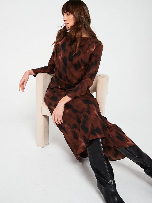 Drape Tie Dye Print Midi Dress - Multi