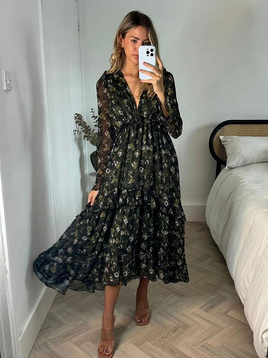Style Cheat Floral Print Maxi Dress - Green