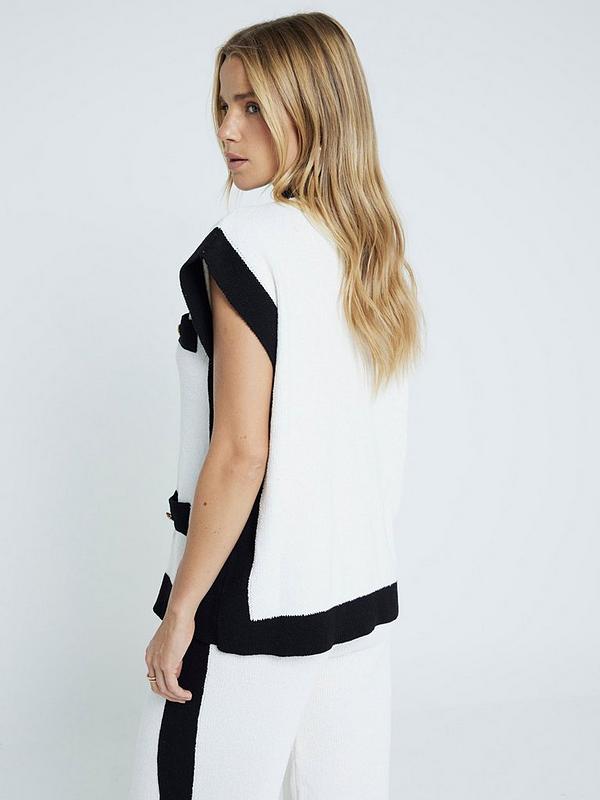 River Island Tipped Waistcoat - Cream