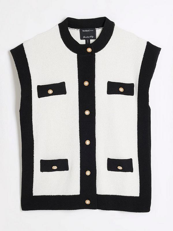 River Island Tipped Waistcoat - Cream
