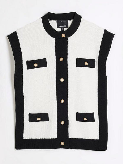 River Island Tipped Waistcoat - Cream