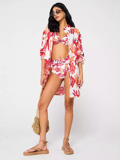V by Very Oversized Longline Beach Shirt - Print