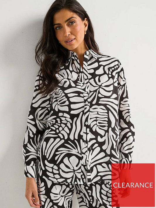 V by Very Oversized Printed Shirt - Print