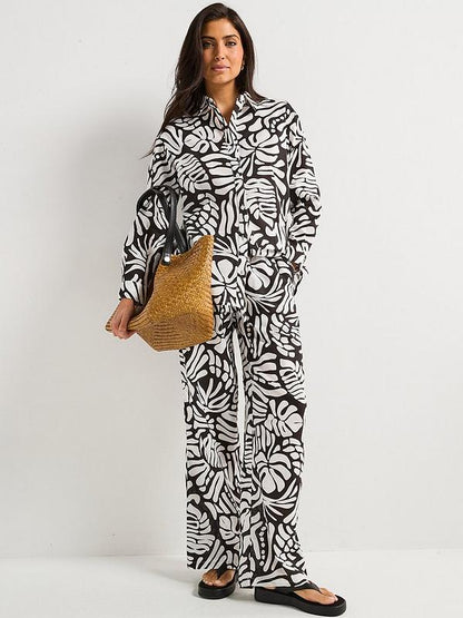 V by Very Printed Co Ord Beach Shirt & Trouser Set