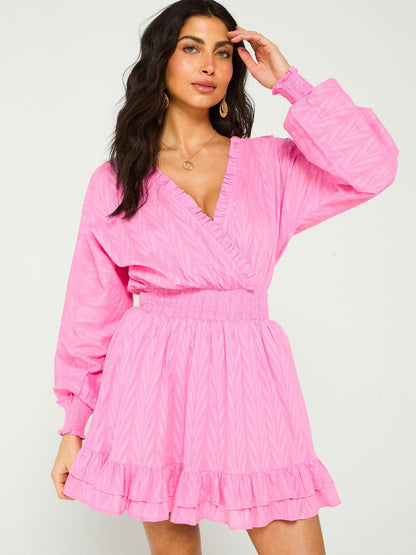 V by Very Wrap Textured Beach Dress - Pink