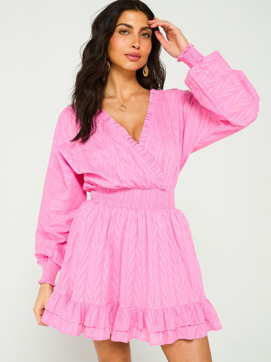 V by Very Wrap Textured Beach Dress - Pink
