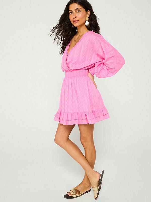 V by Very Wrap Textured Beach Dress - Pink
