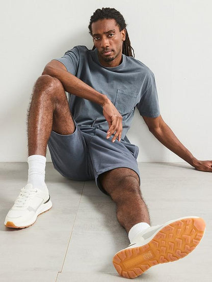 Very Man Heavyweight Washed Jogger Shorts - Dark Blue