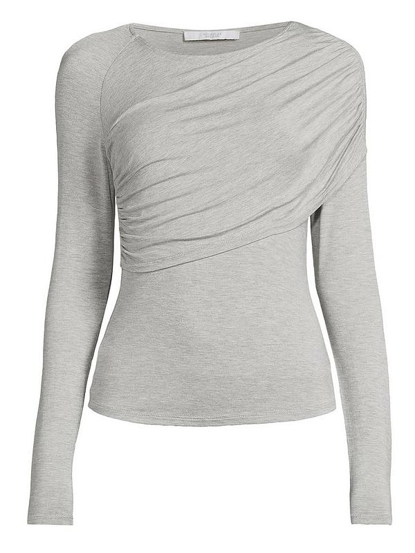 Michelle Keegan Jersey Overlay Long Sleeve Top - Grey