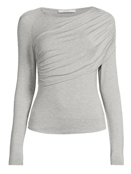 Michelle Keegan Jersey Overlay Long Sleeve Top - Grey