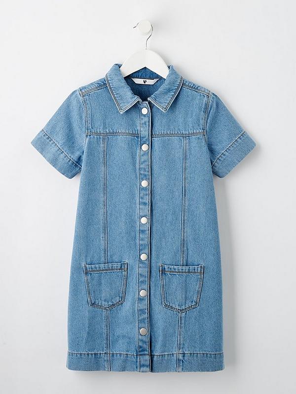 V by Very Girls Button Through Denim Dress