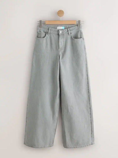 Tall Grey Stripe Palazzo Wide Leg Jeans