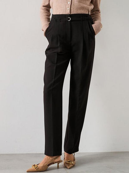 V by Very Skinny Belted Barrell Leg Trouser - Black