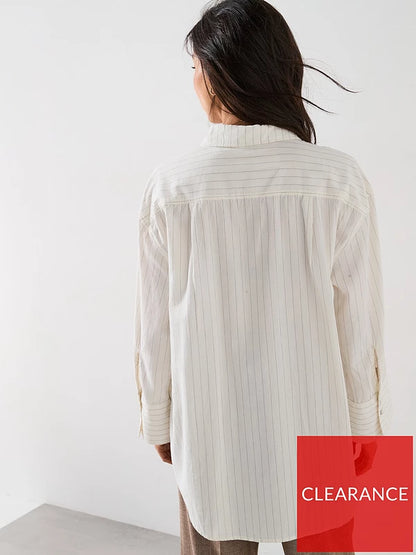 Relaxed Stripe Cotton Oversized Shirt - Multi