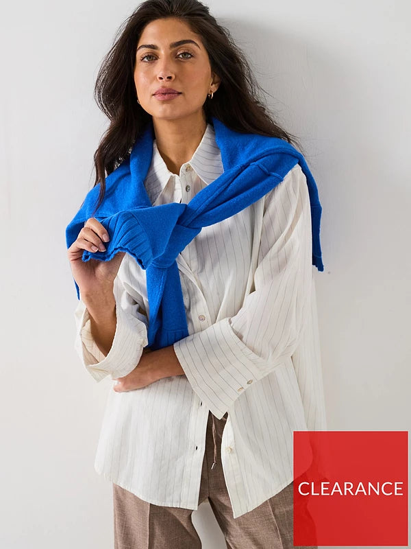 Relaxed Stripe Cotton Oversized Shirt - Multi