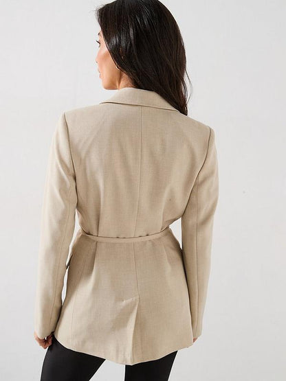 V by Very Belted Blazer - Beige