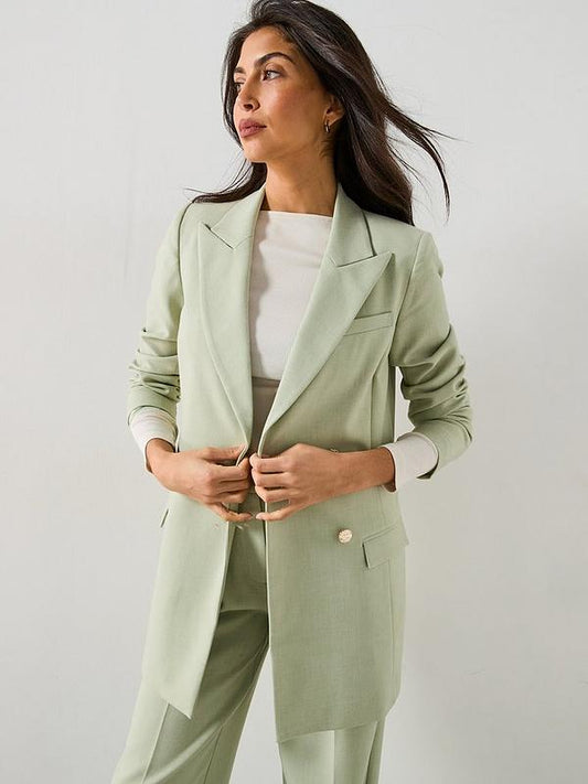 V by Very Asymmetric Statement Button Blazer - Green