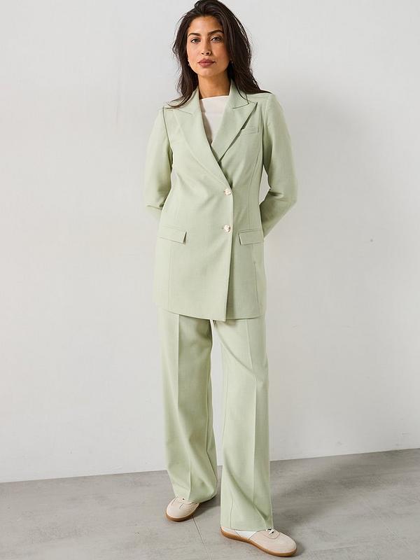 V by Very Asymmetric Statement Button Blazer - Green