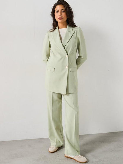 V by Very Asymmetric Statement Button Blazer - Green