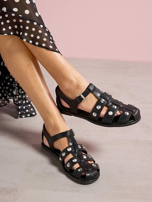 V by Very Fisherman's Sandal With Studs - Black