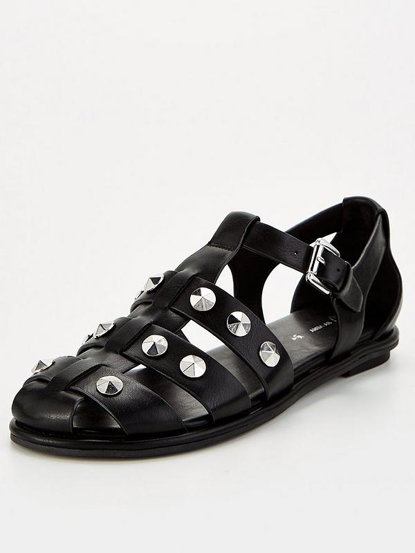 V by Very Fisherman's Sandal With Studs - Black