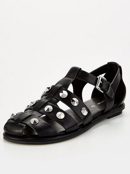 V by Very Fisherman's Sandal With Studs - Black