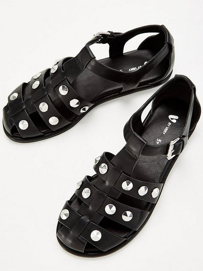 V by Very Fisherman's Sandal With Studs - Black