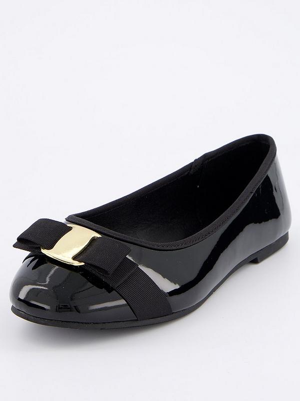 V by Very Extra Wide Fit Ballerina With Bow Detail - Black