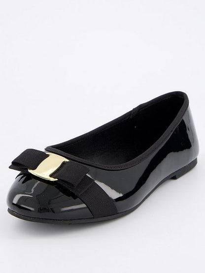 V by Very Extra Wide Fit Ballerina With Bow Detail - Black