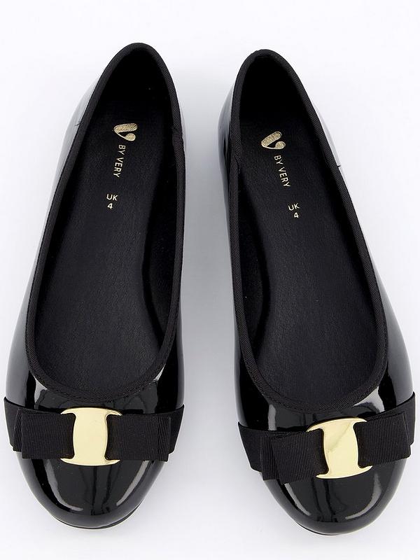 V by Very Extra Wide Fit Ballerina With Bow Detail - Black