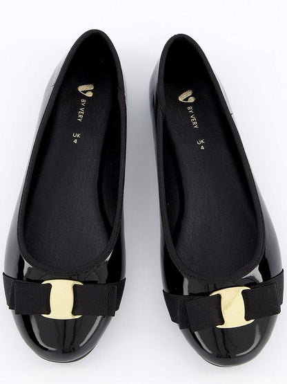 V by Very Extra Wide Fit Ballerina With Bow Detail - Black