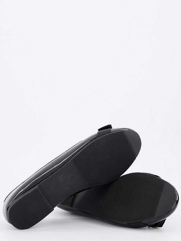 V by Very Extra Wide Fit Ballerina With Bow Detail - Black