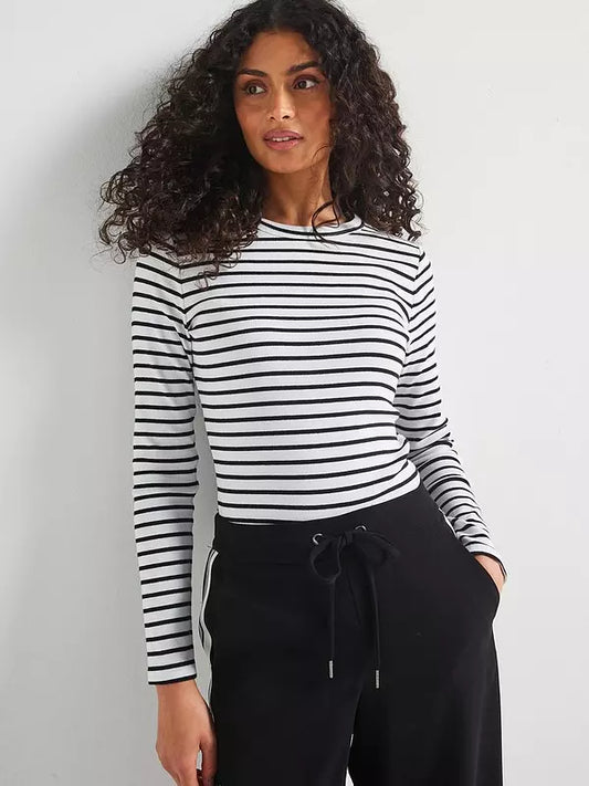 Everyday Long Sleeve Rib T-Shirt Stripe - Navy