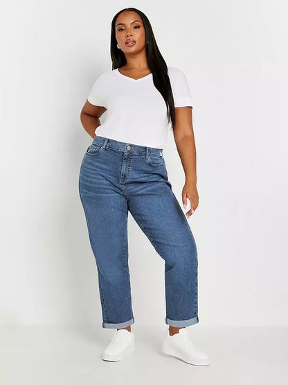 Curve Boyfriend Jeans Mid Blue