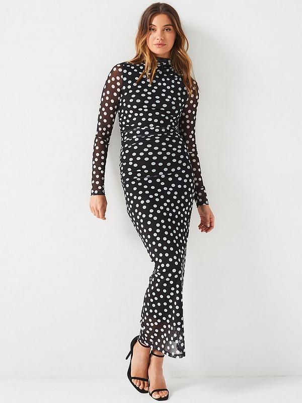 Ruched Tulle Midaxi Dress - Print