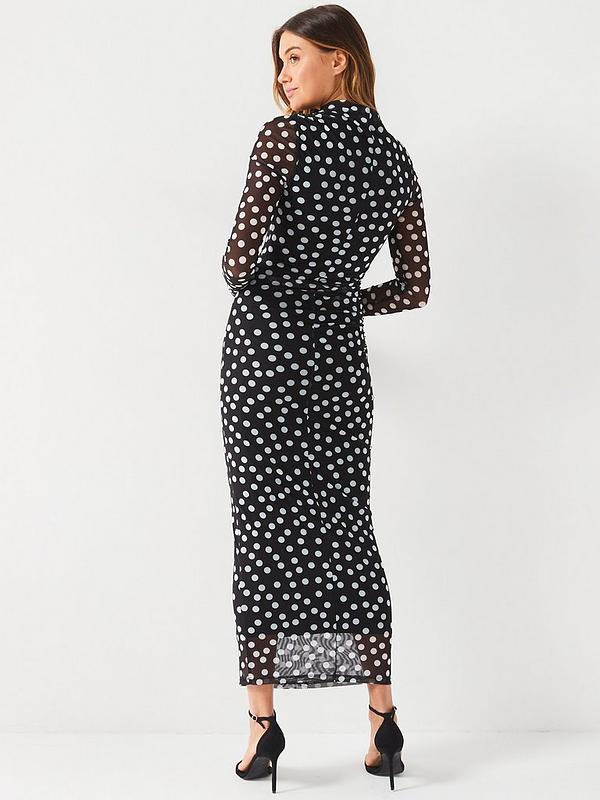 Ruched Tulle Midaxi Dress - Print