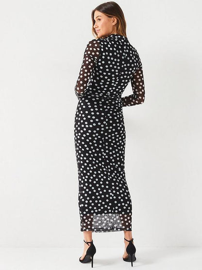 Ruched Tulle Midaxi Dress - Print