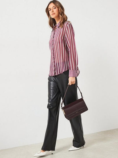 Mango Burgandy Striped Shirt - Red