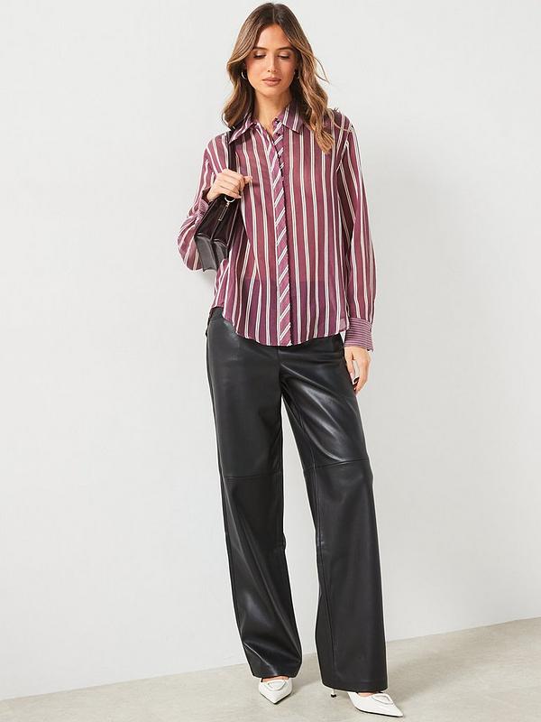 Mango Burgandy Striped Shirt - Red