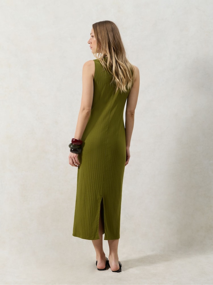 Green Rib Column Dress