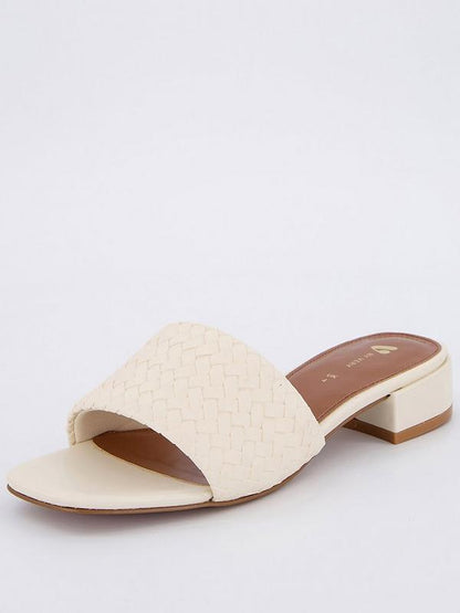 V by Very Weave Low Heel Sliders - Cream